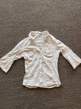 James Perse White Button-front Shirt - Lightweight Cotton - 3